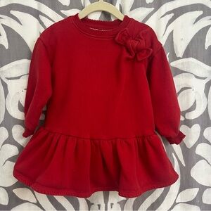 H&M Red Ruffle Bow Sweatshirt Dress